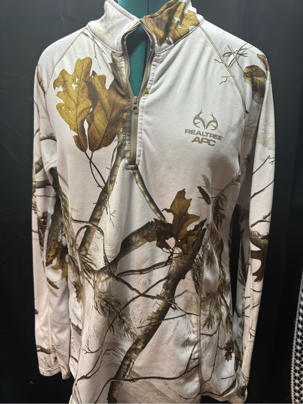 Realtree Womens Long-Sleeve Camo Half-Zip Shirt - White/Brown